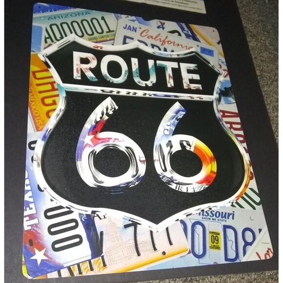 Millennium Art Route 66” Tin Sign Wall Art for Man Cave Garage 12"x15" - Picture 2 of 4